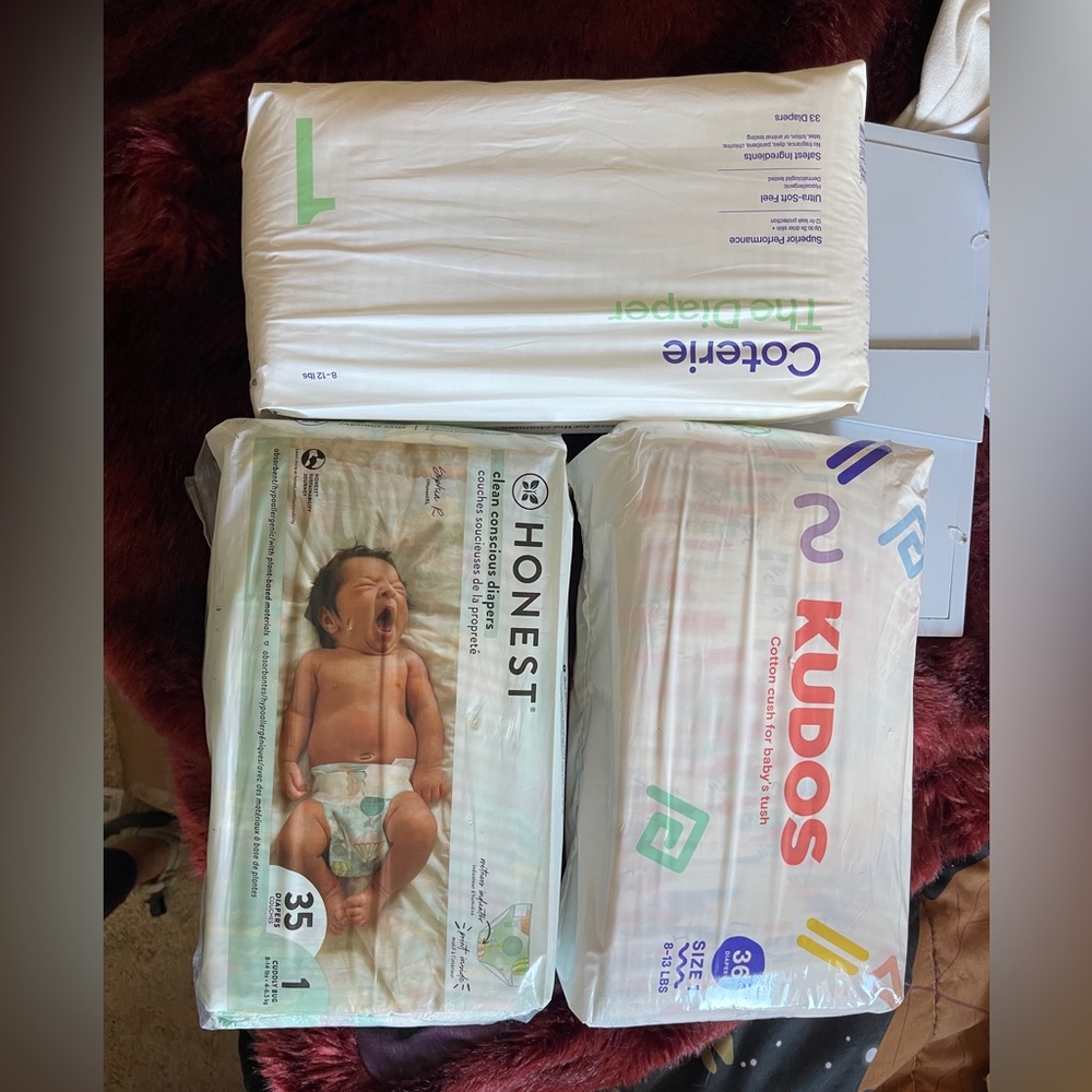 Diapers size 1 104ct total various brands